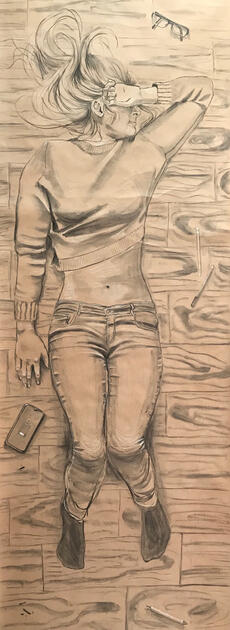 Life size self portrait - life drawing final project