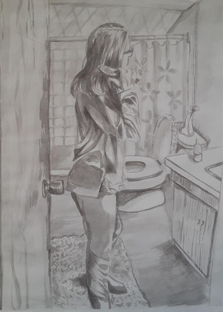 Morning in the attic bathroom