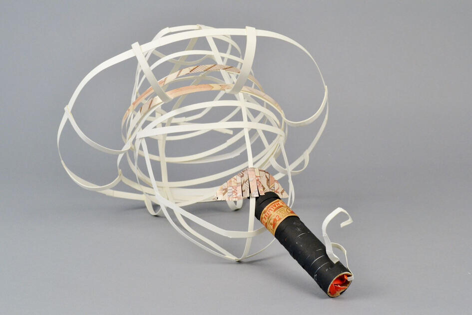 'Cowboy' work for 3D design - made of paper, book clippings and cardboard roll.